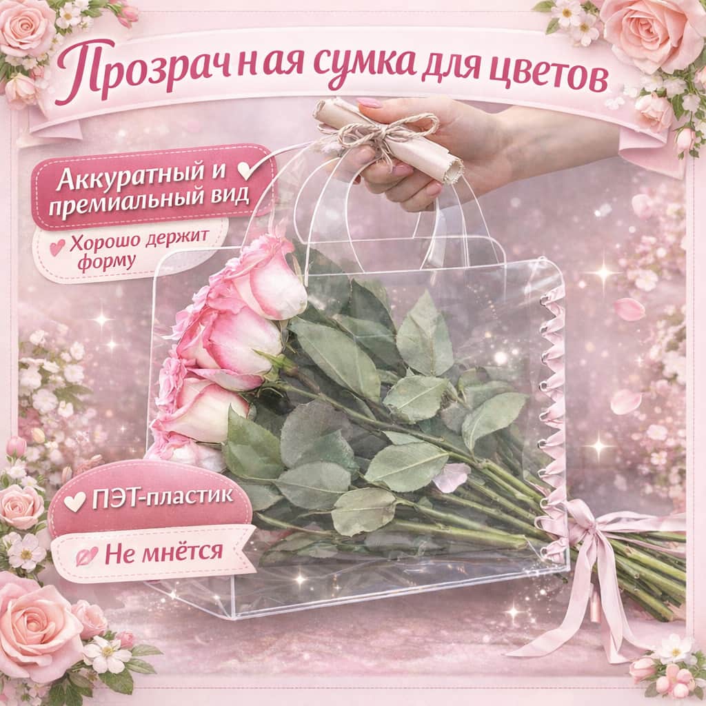 Прозрачная сумка для цветов Yuyue YY-0076
